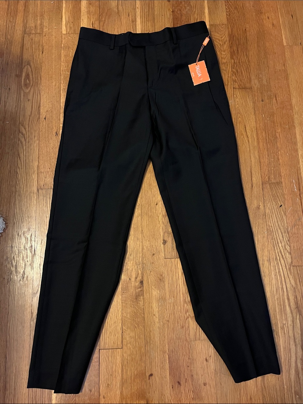 TALLIA Men's Black Dress Pants - Modern Crease Front